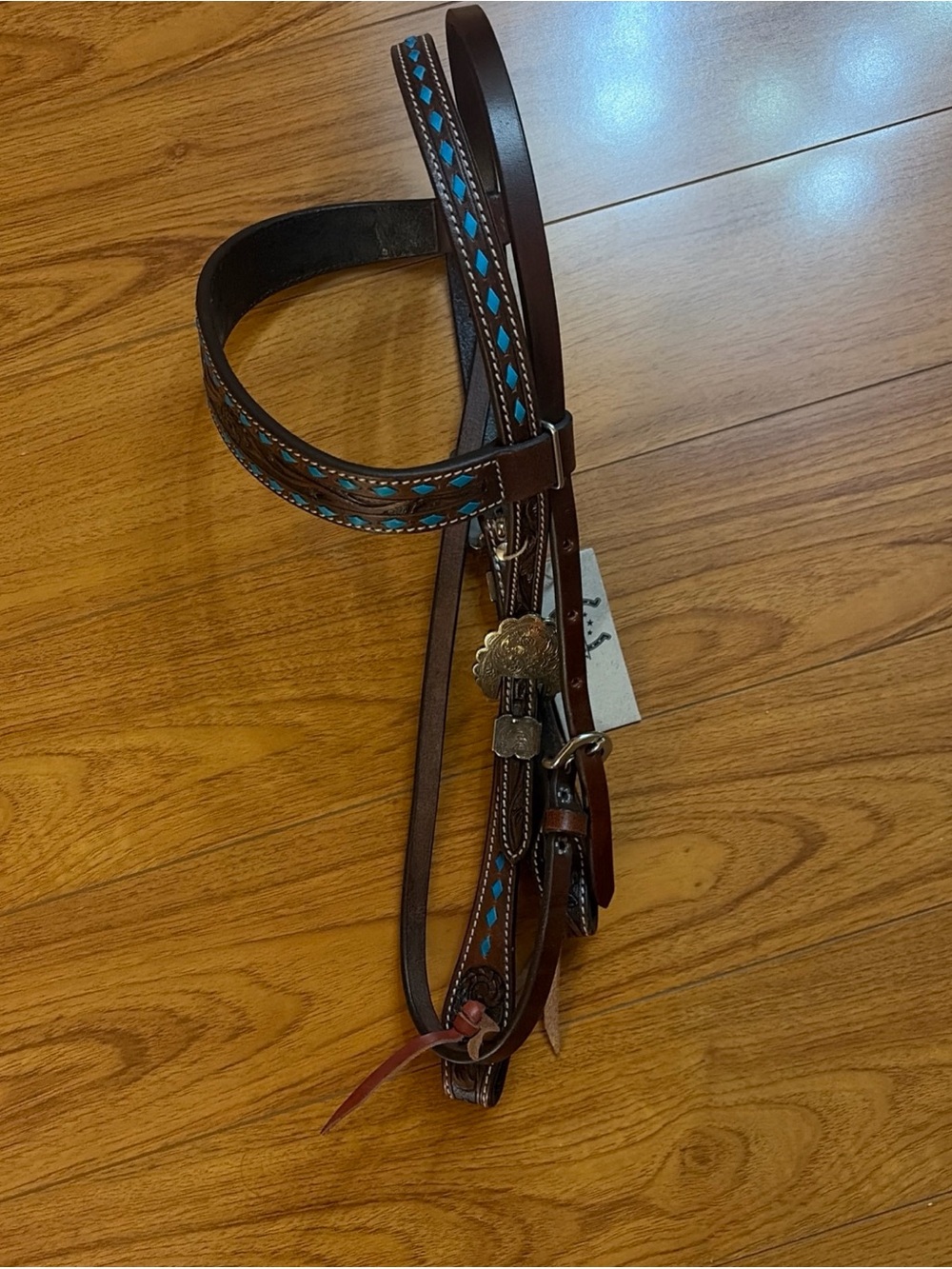 Black Hoof | Turquoise Painted | Tooled American Leather Browband Headstall